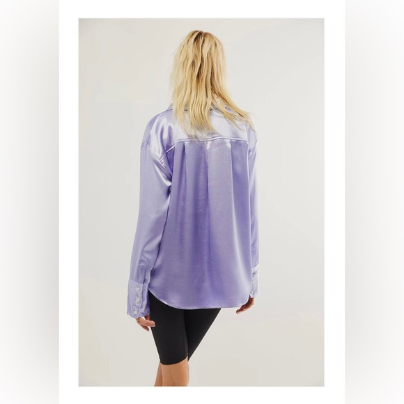 Free People Shooting for the Moon Button Down Shirt ✨ Heavenly Lavender Size M - Picture 4 of 13